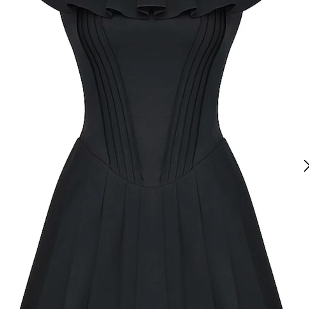 House of CB JEMIMA Black Pin Tuck Pleated Dress
